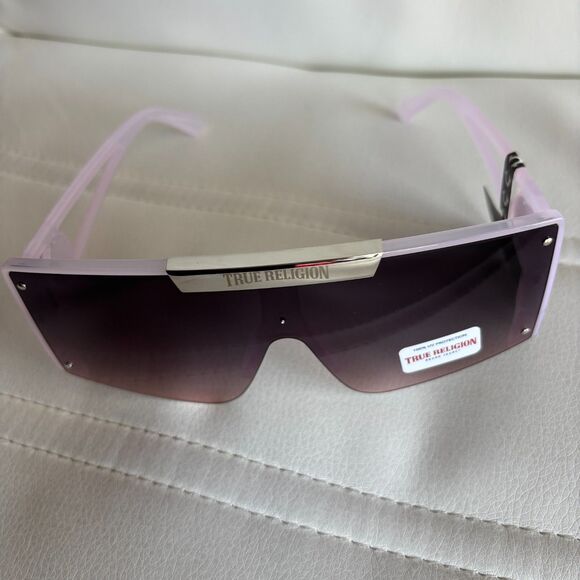True Religion Pink Square Shield Sunglasses Women Oversized Gradient Lens 100%UV main image 5